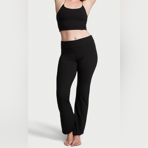 NWT Victoria’s Secret Cotton Yoga Foldover Flare Leggings - Picture 4 of 5